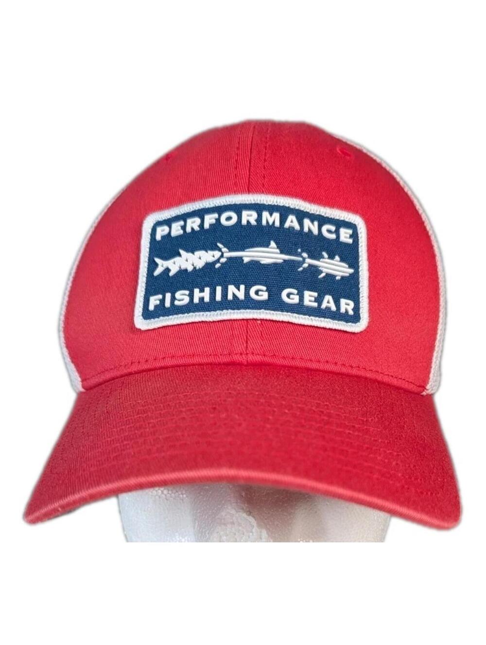 Columbia Mens Hat S M Red White PFG Flexfit Fishing Outdoor Mesh Trucker Cap